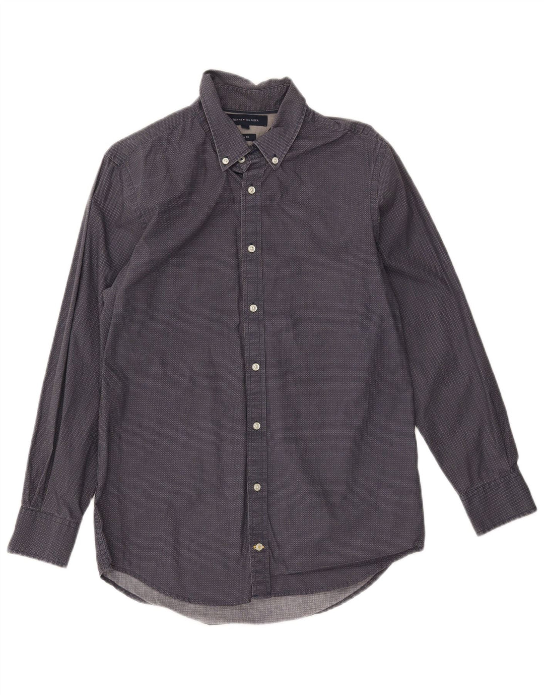 TOMMY HILFIGER Camicia slim fit da uomo in cotone maculato blu navy medio