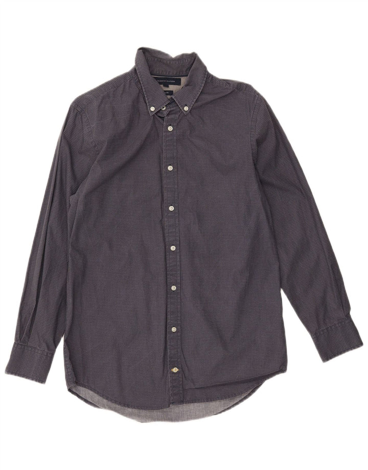 TOMMY HILFIGER Camicia slim fit da uomo in cotone maculato blu navy medio