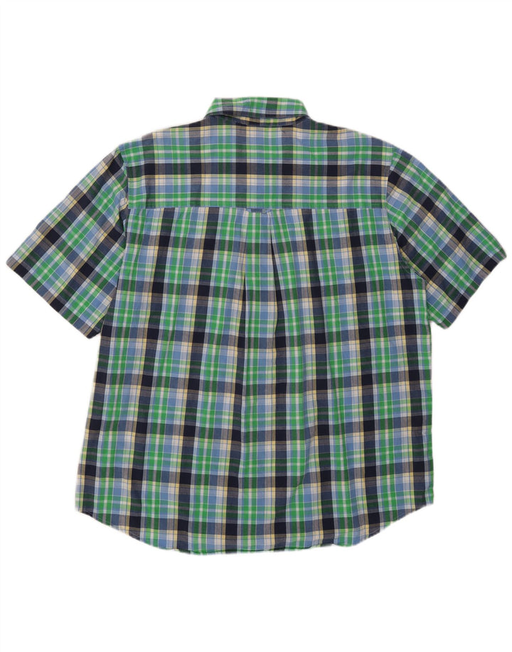Camicia a maniche corte da uomo Chaps XL in cotone a quadri verdi