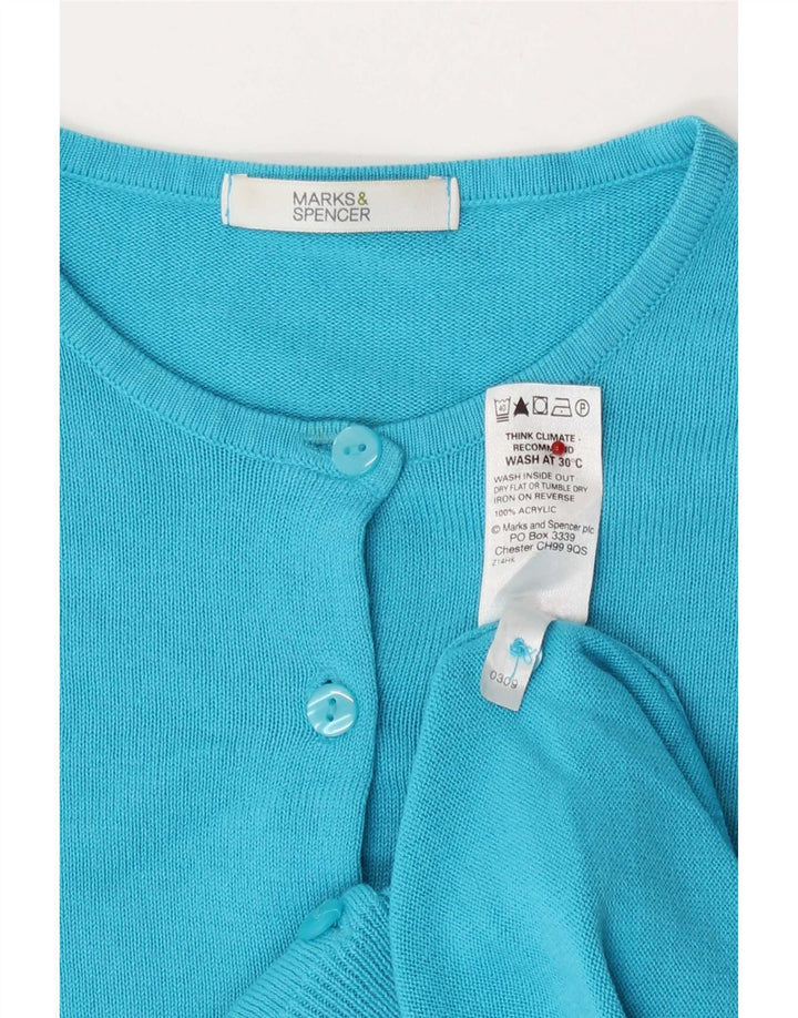Maglione cardigan da donna Marks & Spencer UK 8 piccolo acrilico turchese