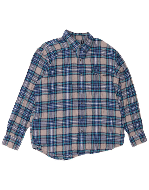Camicia in flanella da uomo IZOD XL in cotone a quadri blu