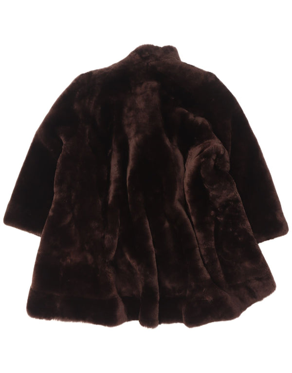 Cappotto vintage oversize in pelliccia sintetica da donna UK 16 grande marrone