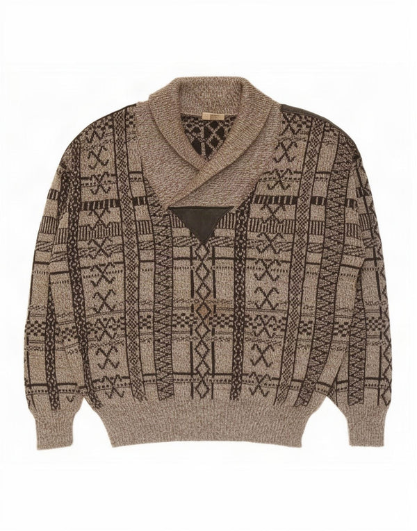 Angelo Litrico Maglione da uomo con collo a scialle IT 52/54 Large Marrone