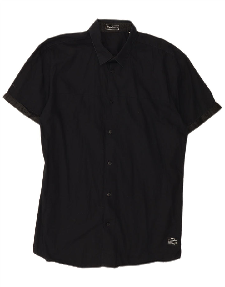 Camicia a maniche corte da uomo Jack & Jones grande in cotone nero