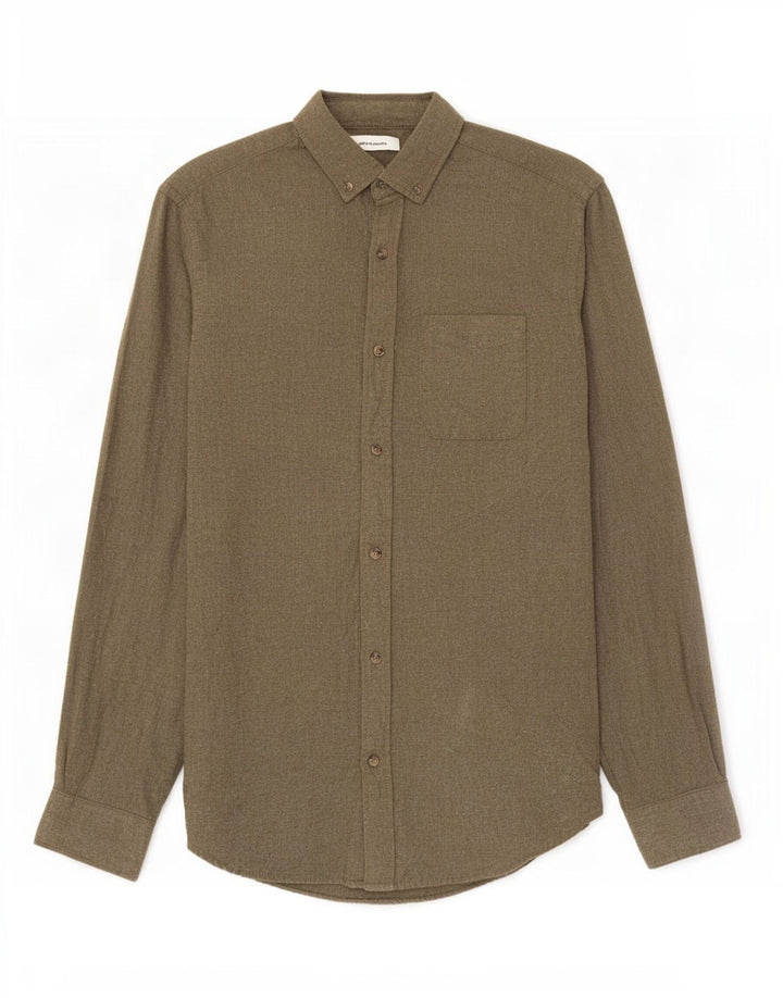Camicia da uomo in flanella Jack & Jones piccola in cotone kaki