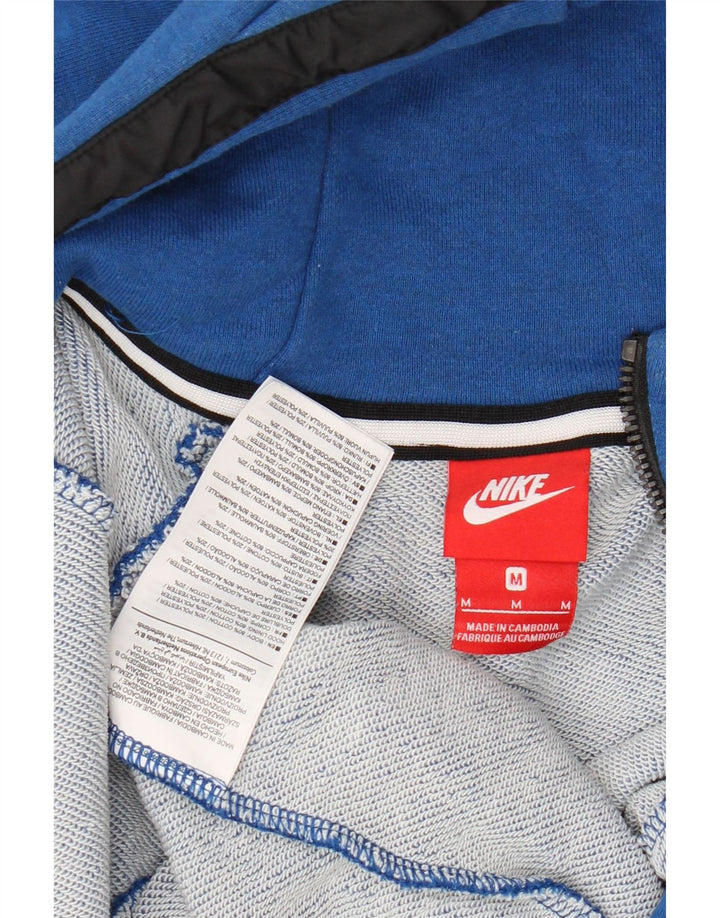Maglione con cappuccio e zip da uomo NIKE in cotone blu medio