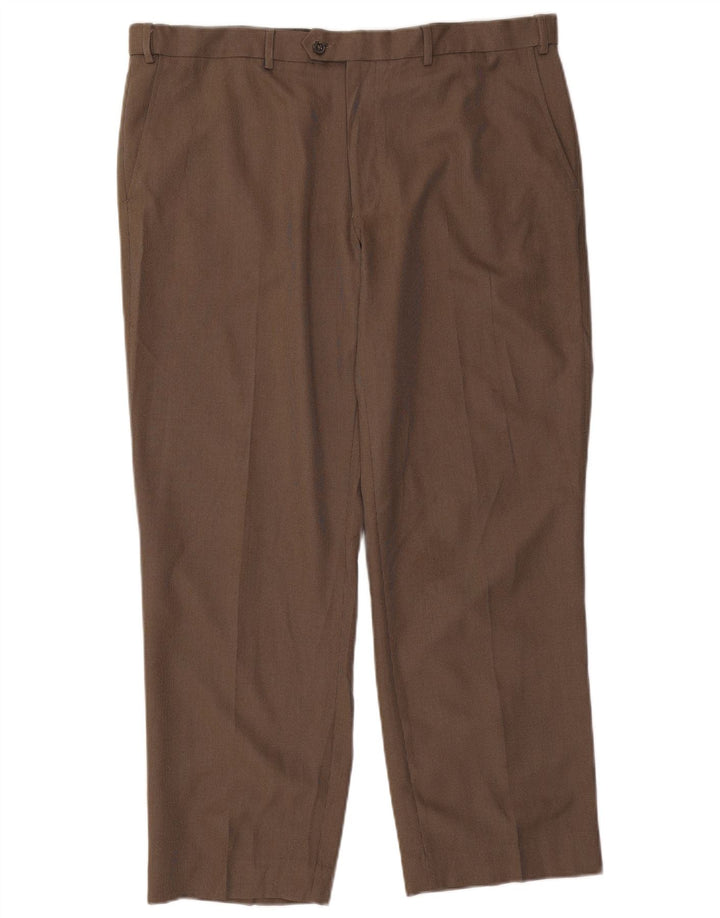 Pantaloni da abito vestibilità regolare Marks & Spencer da uomo W40 L29 poliestere marrone