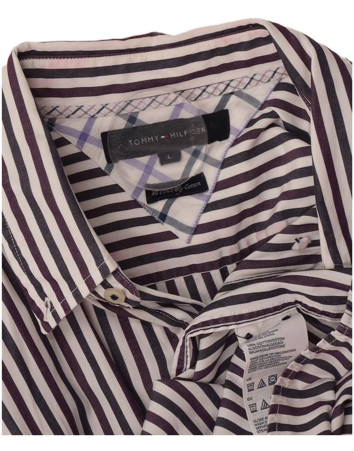 Camicia da uomo Tommy Hilfiger grande in cotone a righe multicolori