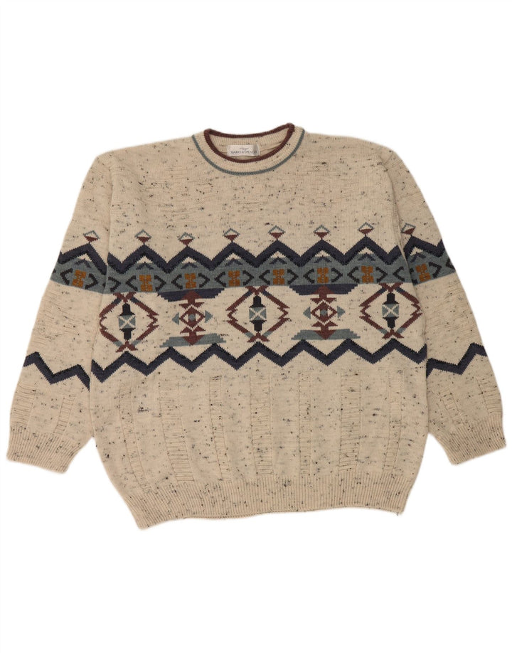 Maglione maglione girocollo da uomo Marks & Spencer UK 41/43 Large Beige