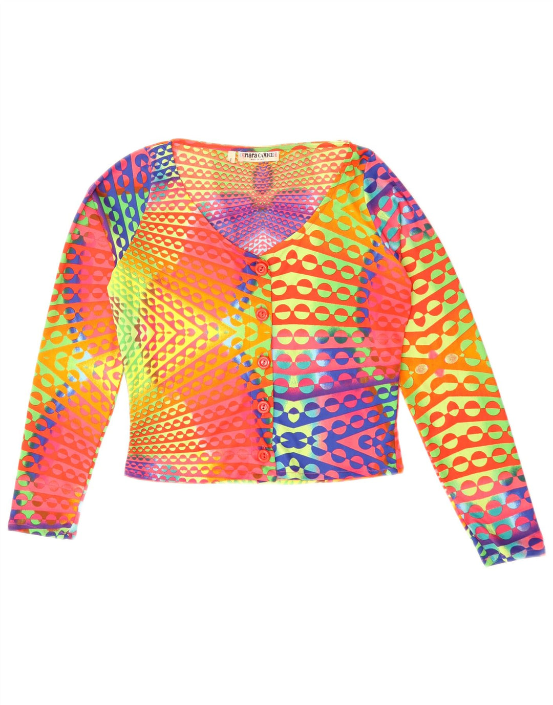 Top corto da donna Naracamicee UK 12 Seta geometrica multicolore media