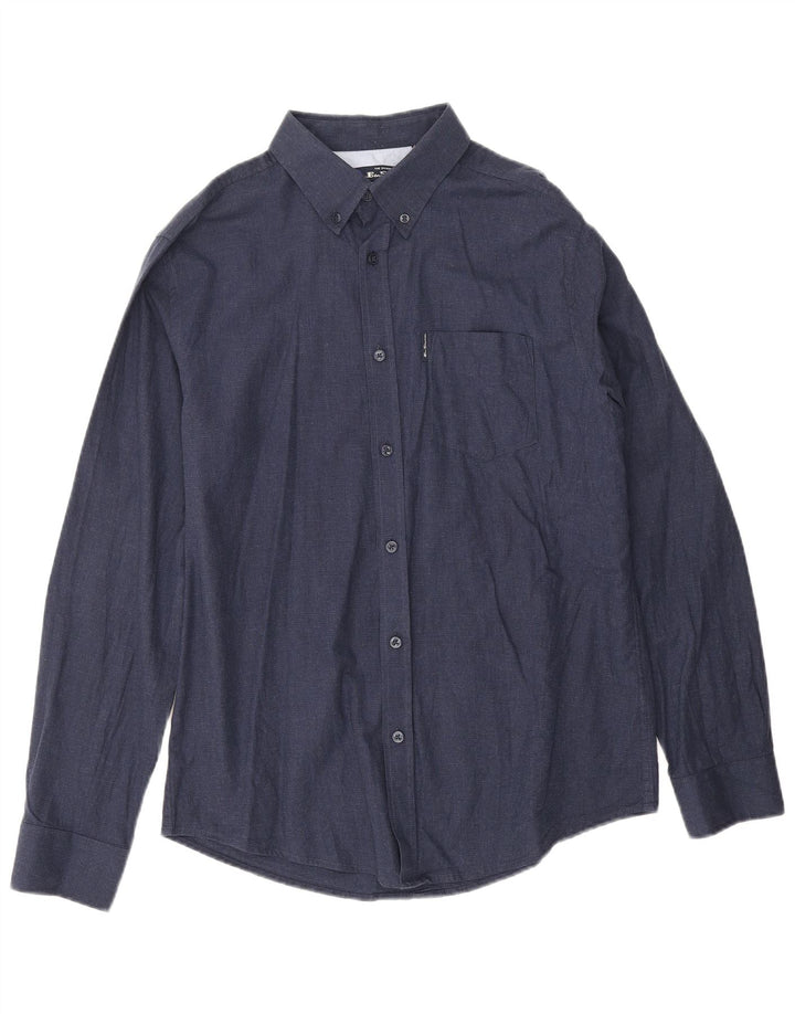 Camicia da uomo Ben Sherman grande in cotone blu navy