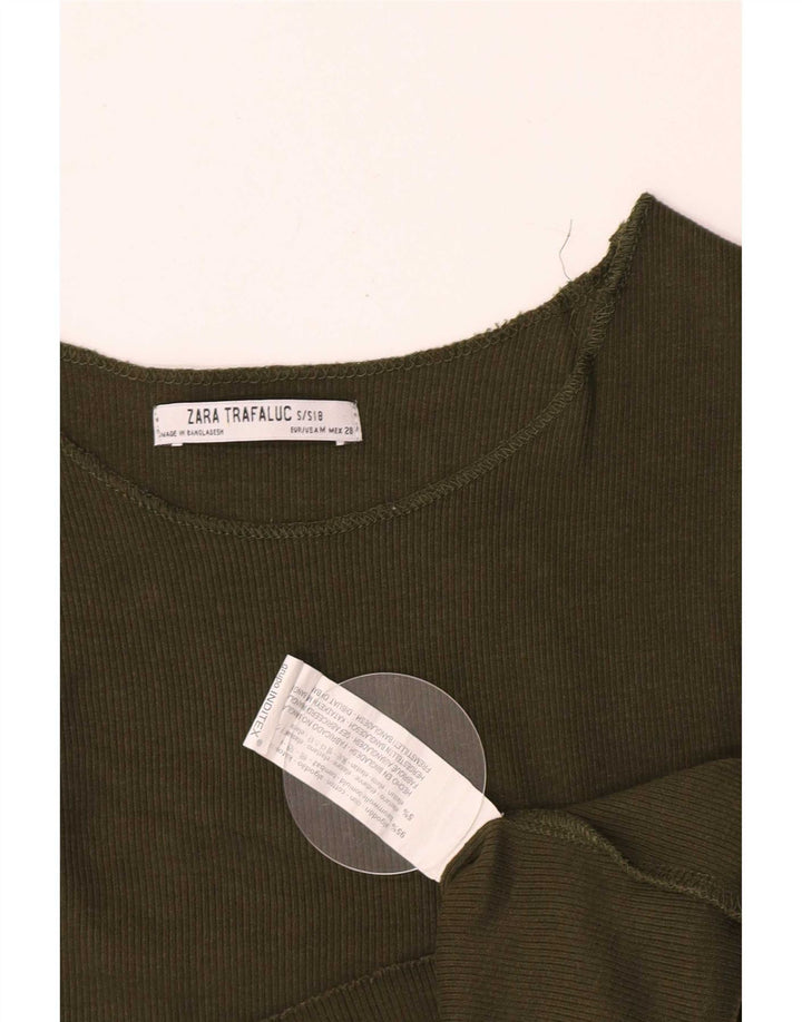 Canotta corta da donna Zara UK 8 piccola in cotone verde