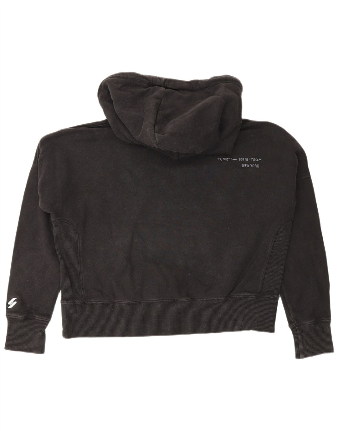 Felpa con cappuccio oversize grafica da donna Superdry UK 10 piccola nera
