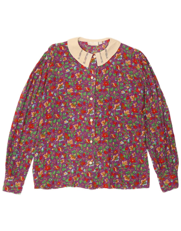 Camicetta da donna Le Bambole UK 12 Cotone floreale viola medio