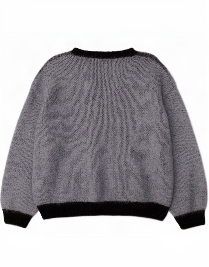 Maglione cardigan da donna vintage UK 16 grande blu a rombi/diamante