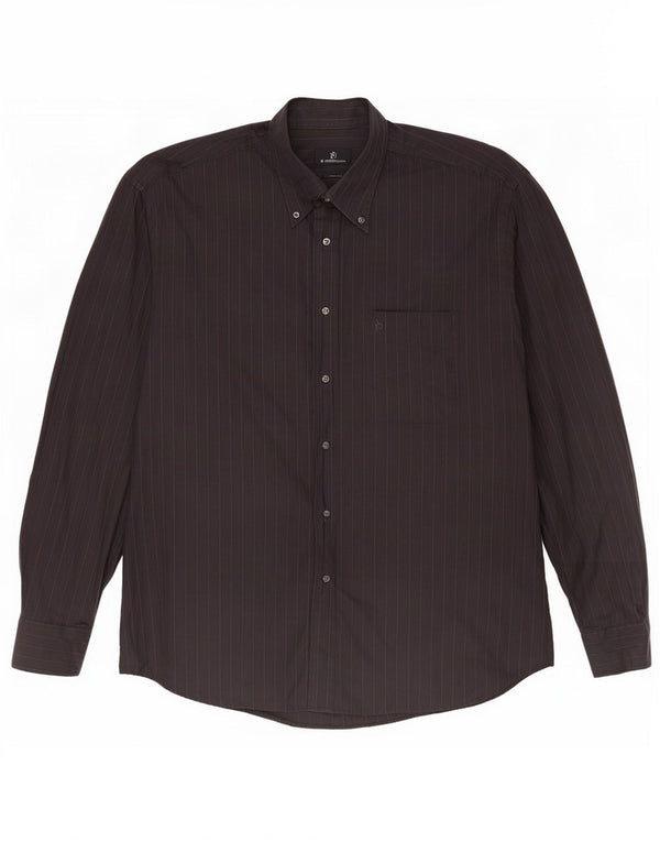 Camicia trasparente da uomo Roccobarocco taglia 43 17 XL cotone gessato grigio