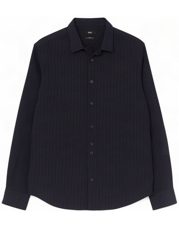 Camicia slim fit da uomo Hugo Boss XL in cotone geometrico blu navy