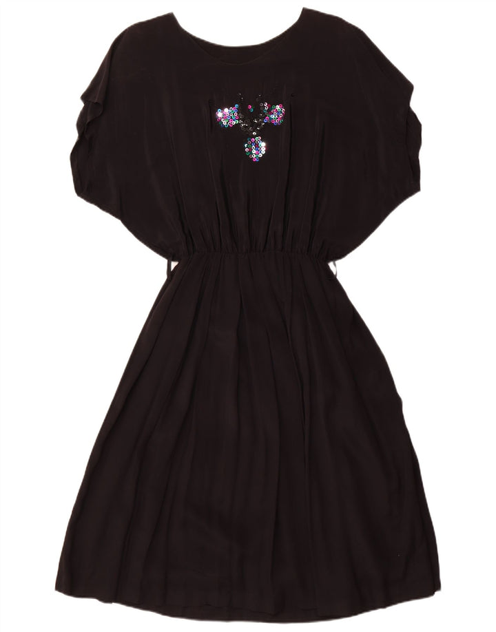 Abito vintage a trapezio da donna a pipistrello UK 18 XL Nero