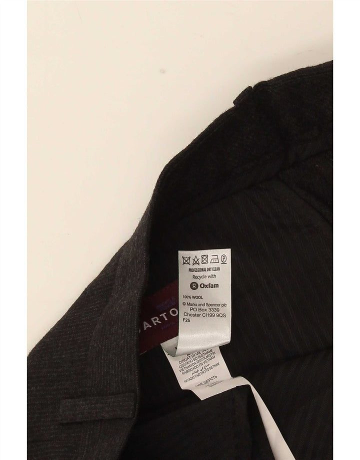 Pantaloni da abito dritti da uomo Marks & Spencer W36 L29 lana nera