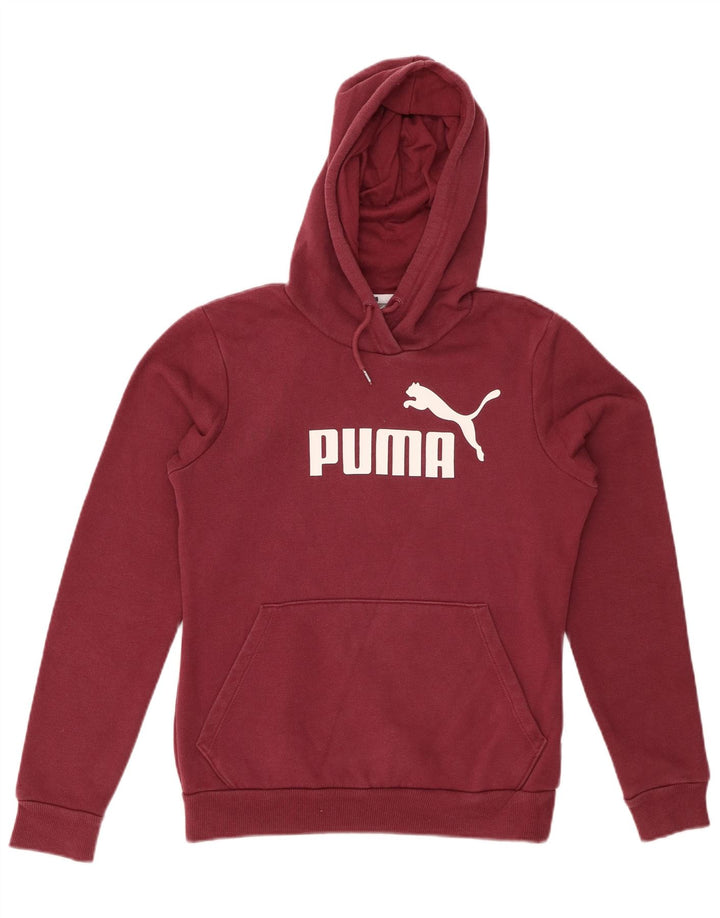 Felpa con cappuccio grafica PUMA da donna UK 10 piccola in cotone bordeaux