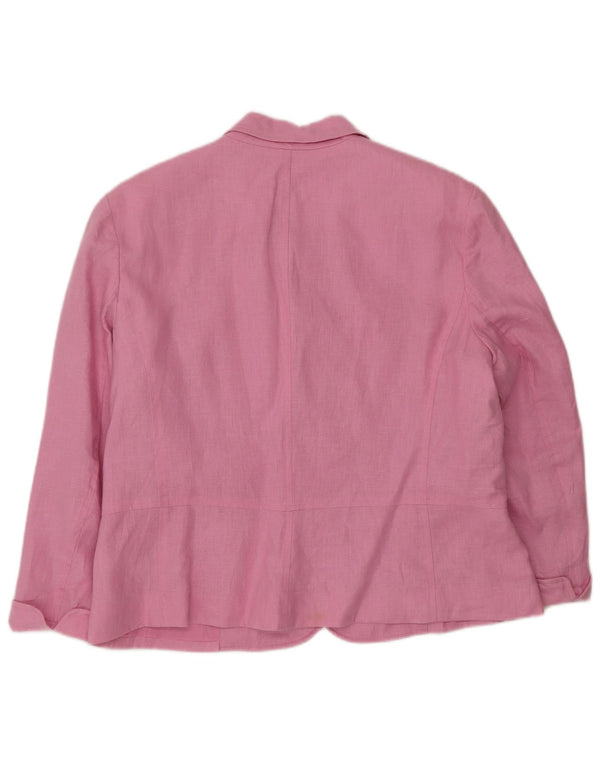 Giacca blazer da donna a 4 bottoni con maniche a 3/4 Chaps UK 18 XL Lino rosa