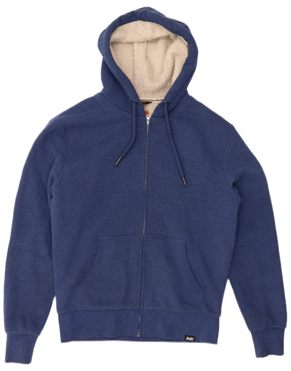 Maglione con cappuccio e zip da uomo Superdry piccolo in cotone blu