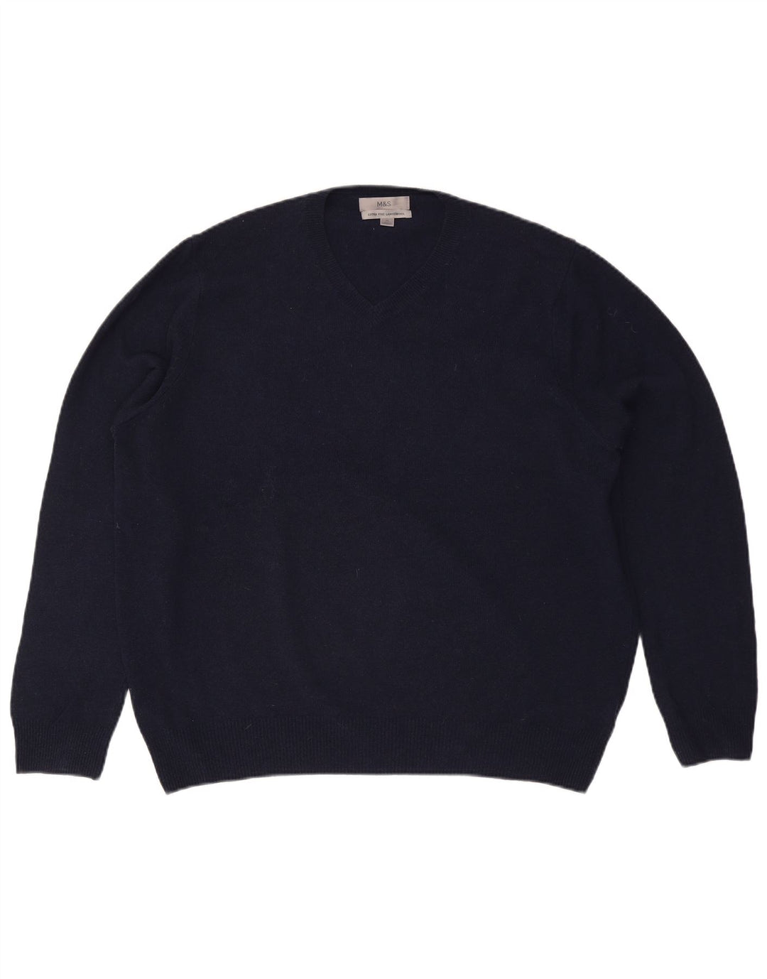 Maglione da uomo Marks & Spencer con scollo a V XL in lana blu navy