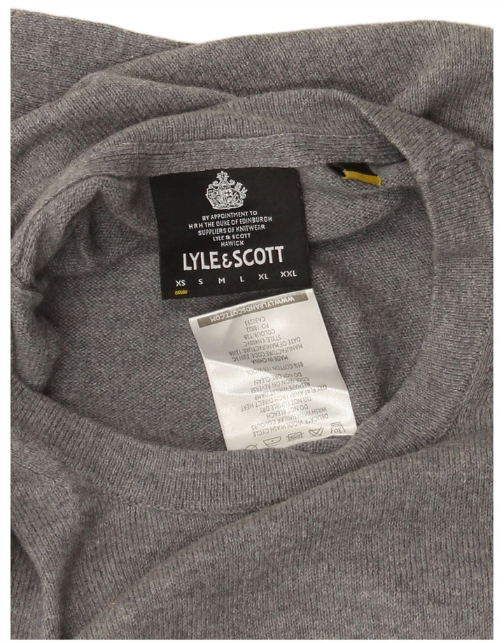 Maglione maglione girocollo da uomo Lyle & Scott XS in cotone grigio