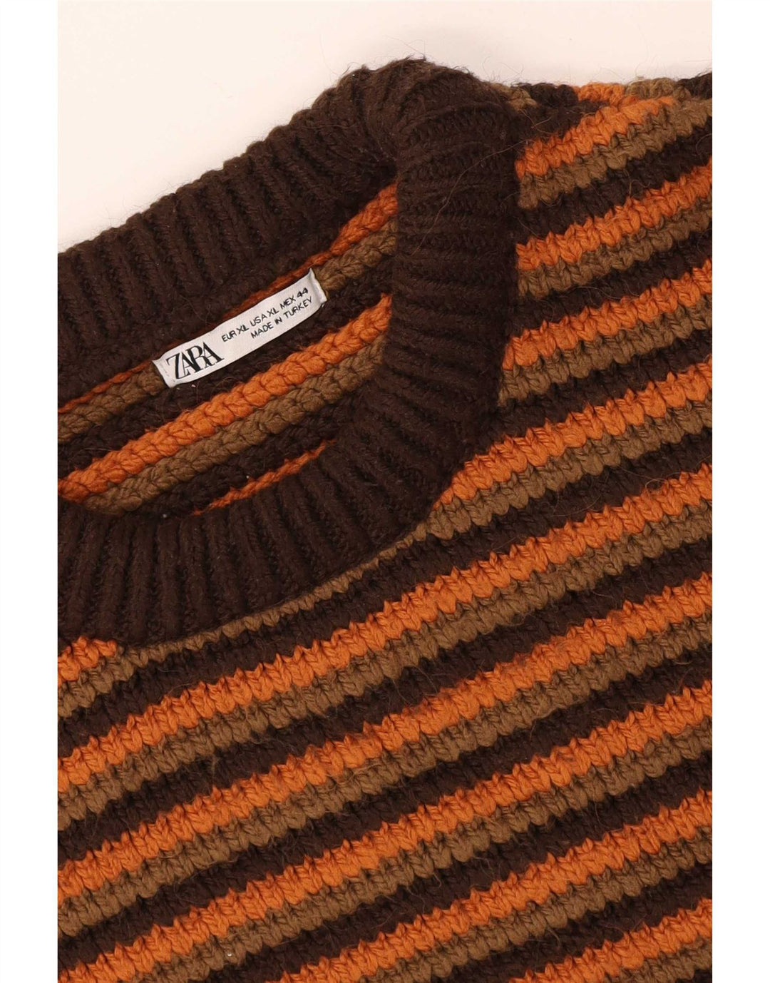 Maglione maglione girocollo da uomo Zara XL a righe marroni