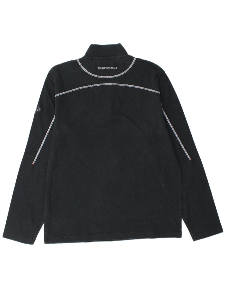 Gas Top da uomo con zip e collo a maniche lunghe XL in cotone nero