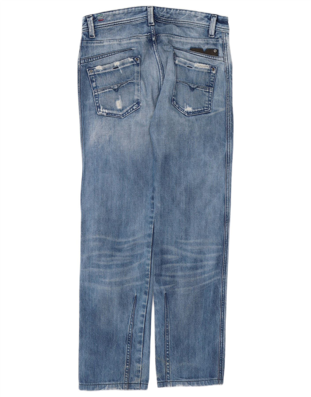 Jeans dritti invecchiati Darron da uomo Diesel W30 L30 in cotone blu