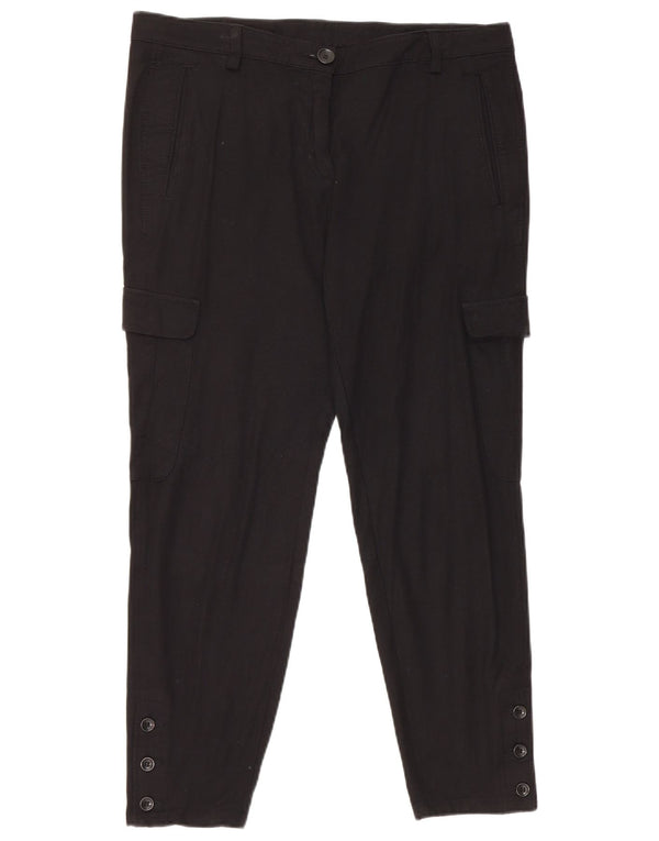 Pantaloni cargo affusolati da donna Reiss UK 12 Medium W34 L26 Viscosa nera