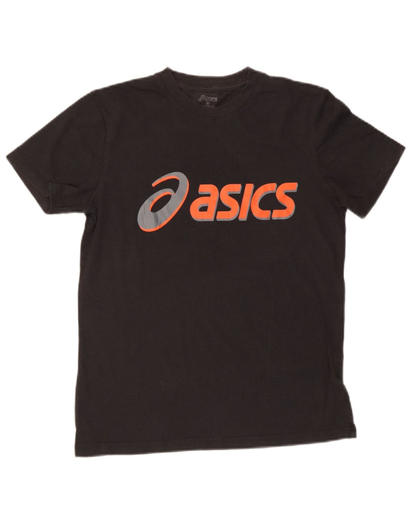 T-shirt grafica ASICS per ragazzi 13-14 anni piccola in cotone nero