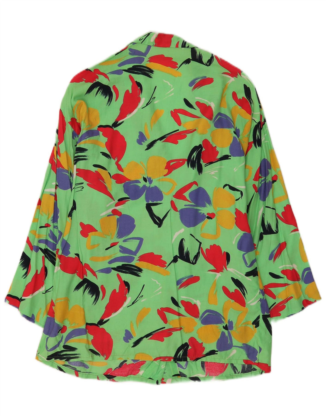 Top cardigan da donna vintage UK 14 verde medio floreale