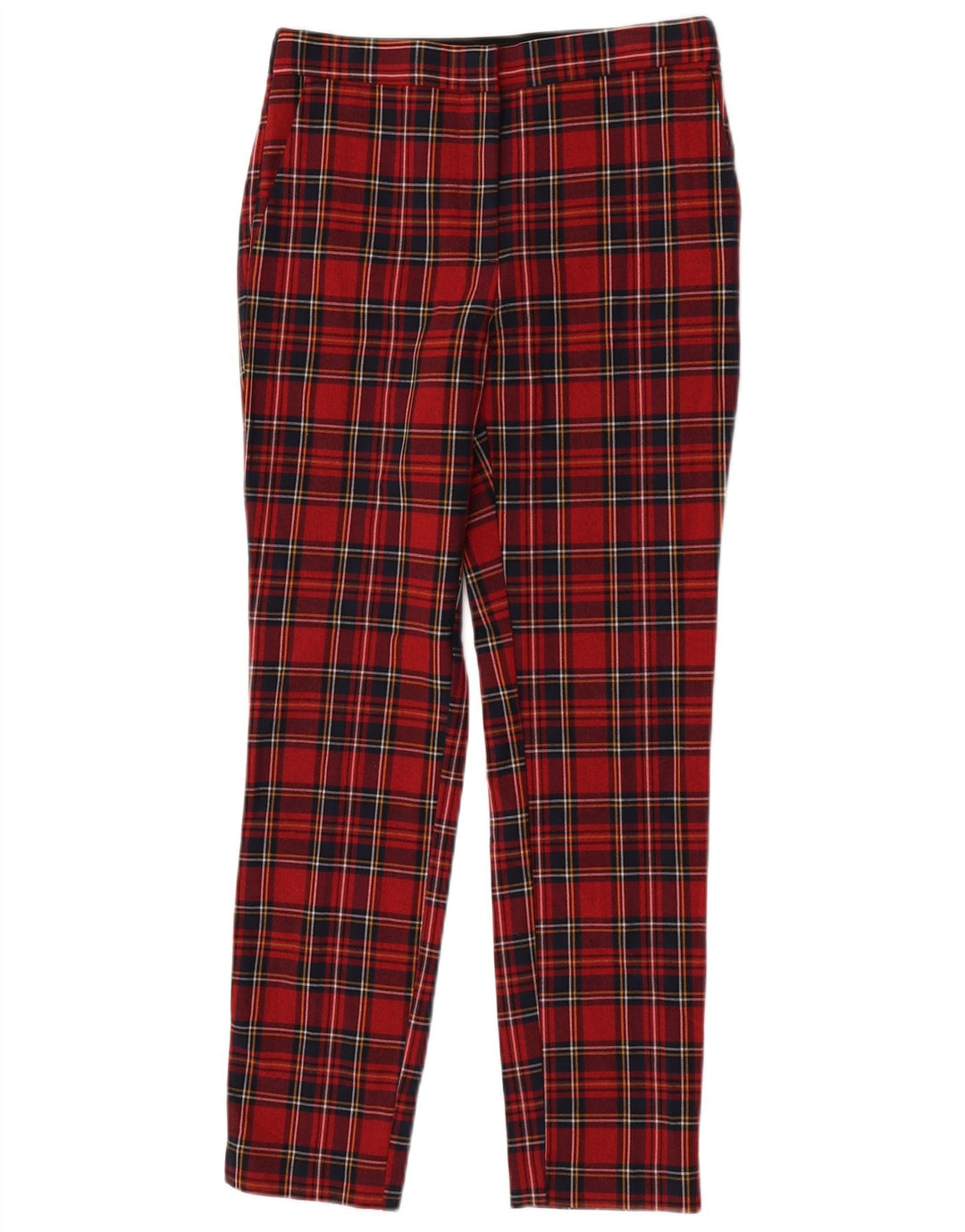 Pantaloni casual slim da donna Zara piccoli W26 L26 poliestere a quadri rossi