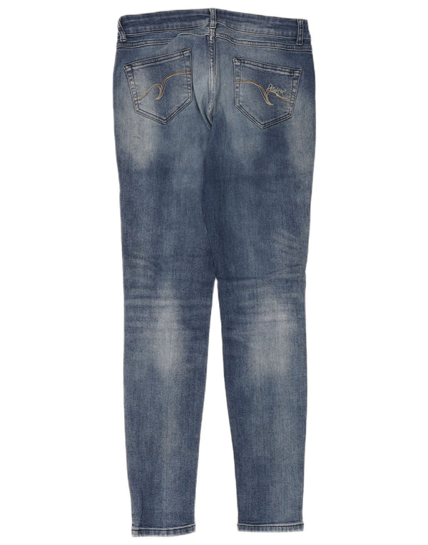 DESIGUAL Jeans skinny effetto invecchiato da donna W32 L32 cotone pied de poule blu