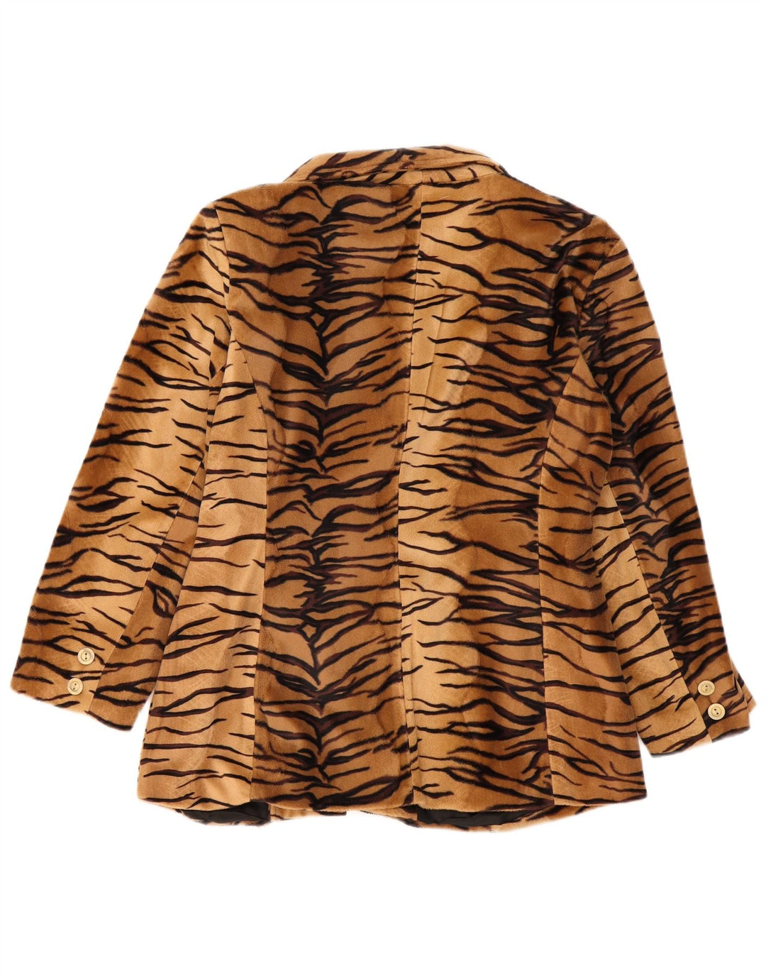 Giacca blazer in pile da donna vintage UK 14 stampa animalier beige medio