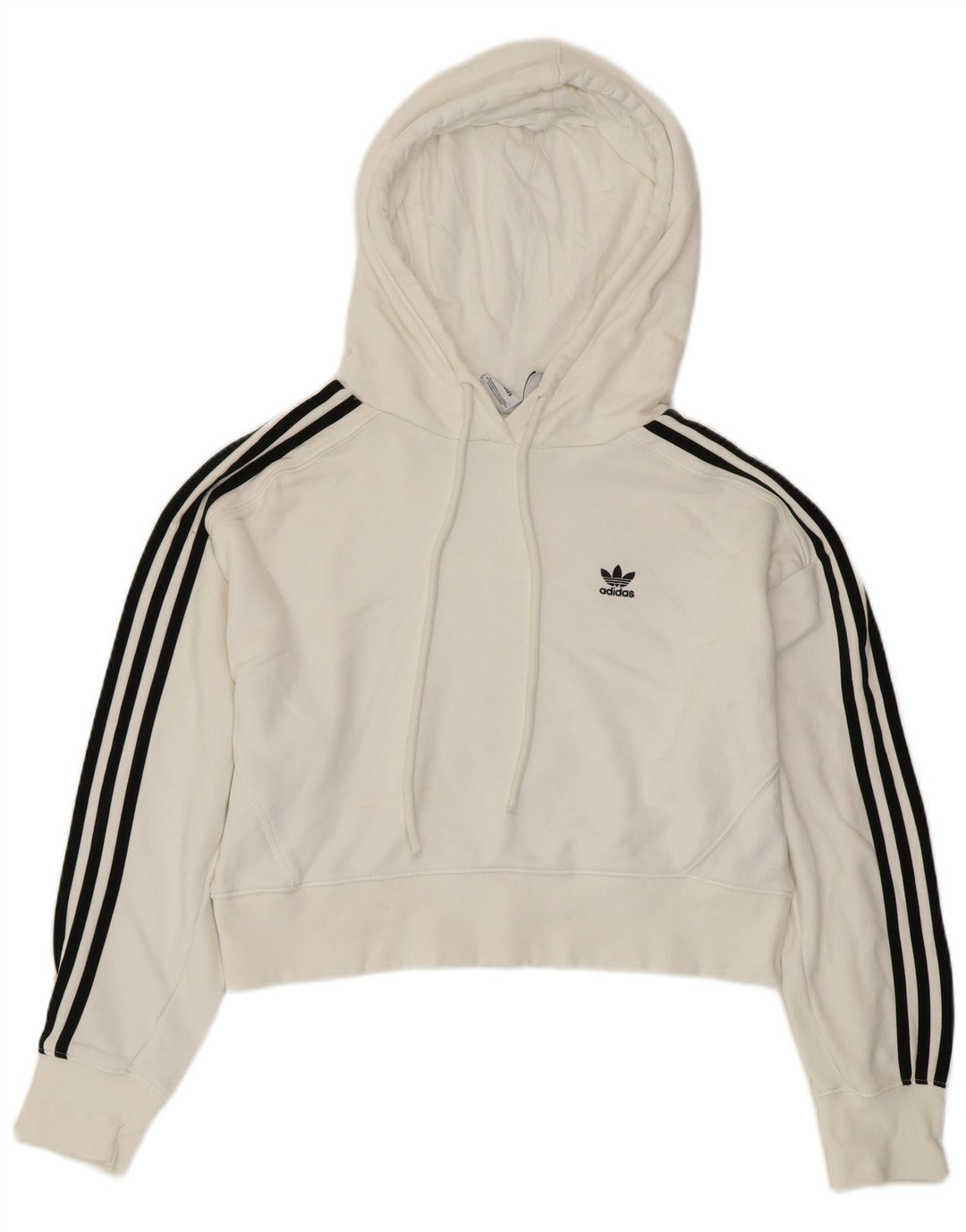 Maglione con cappuccio oversize corto da donna ADIDAS UK 8 piccolo cotone bianco