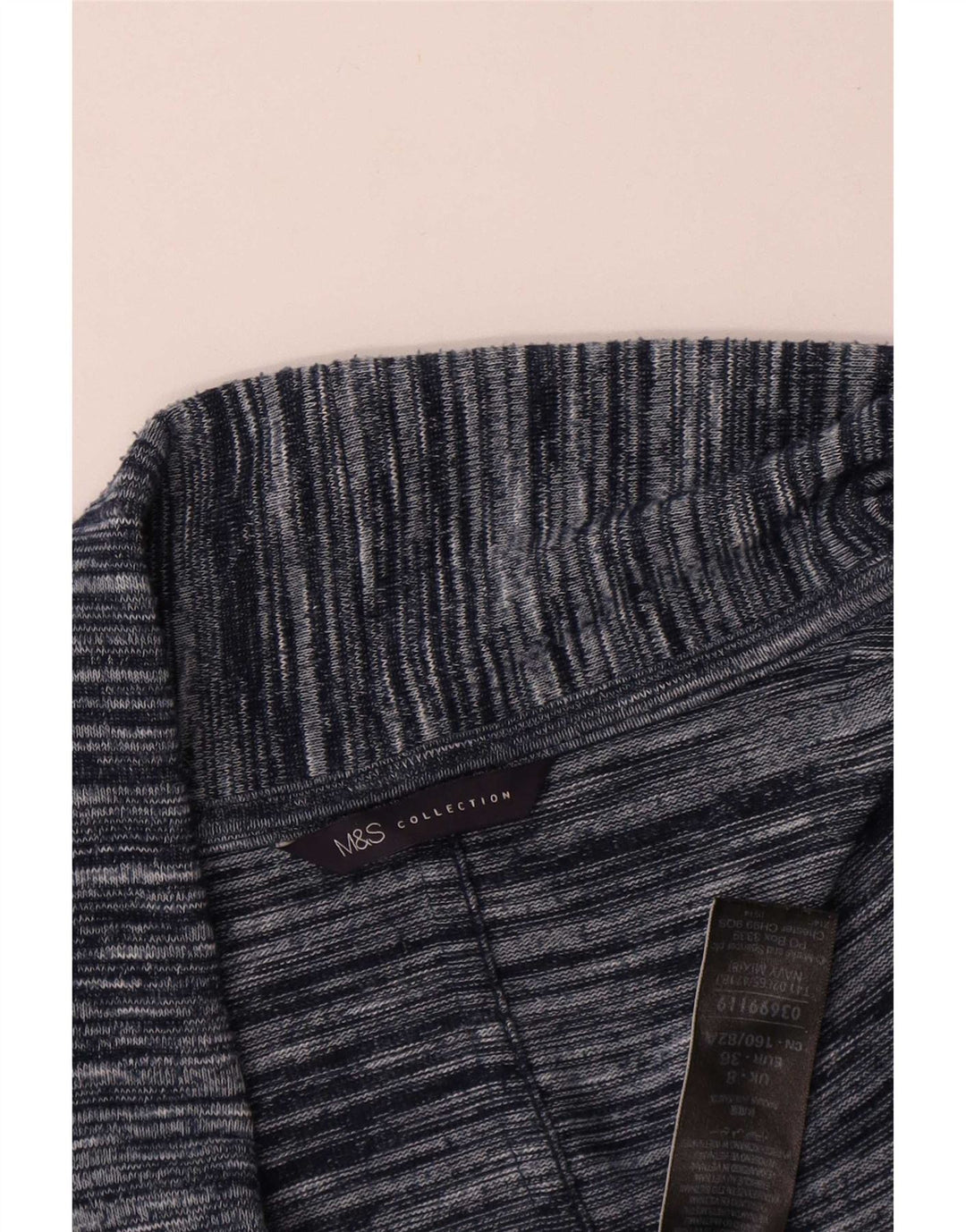 Maglione cardigan lungo da donna Marks & Spencer UK 8 piccolo blu navy