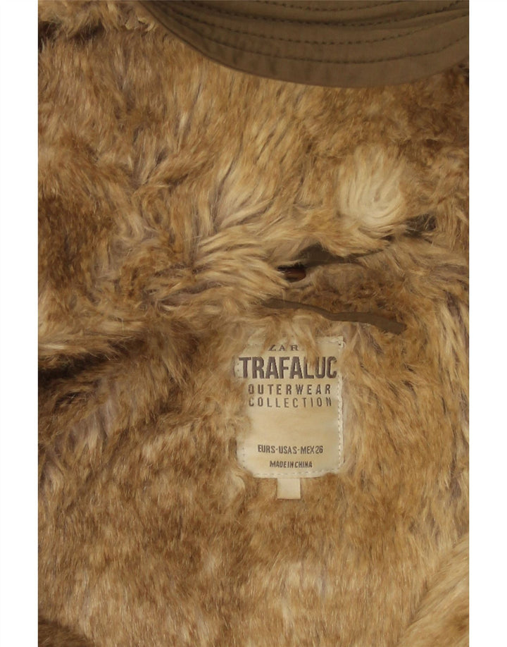 Giacca parka oversize Zara Trafaluc Sherpa da donna UK 10 piccola cachi