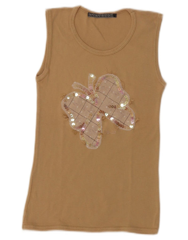 Canotta grafica da donna Liu Jo UK 12 Farfalla in cotone beige medio