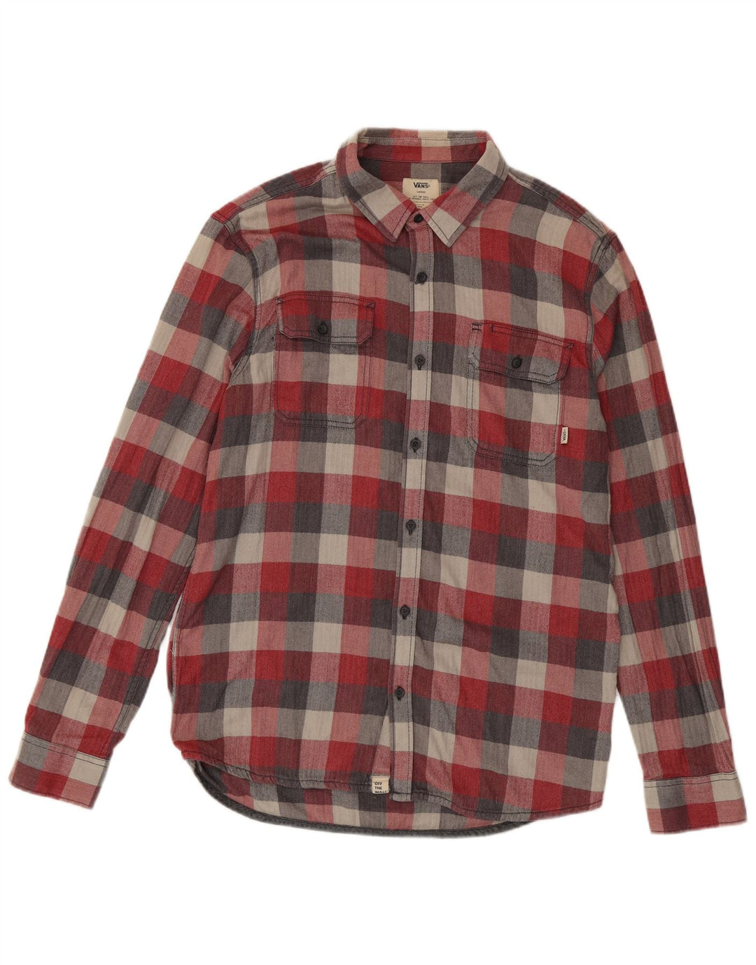 Camicia da uomo in flanella di cotone a quadri rossi grandi di Vans