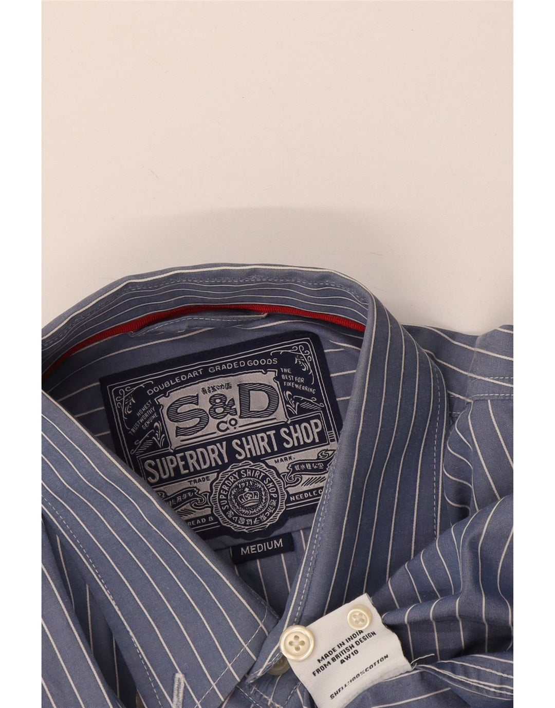 Camicia da uomo Superdry in cotone a righe blu medio