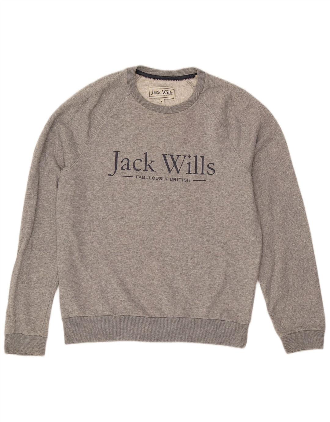 JACK WILLS Felpa grafica da uomo Maglione grande cotone grigio