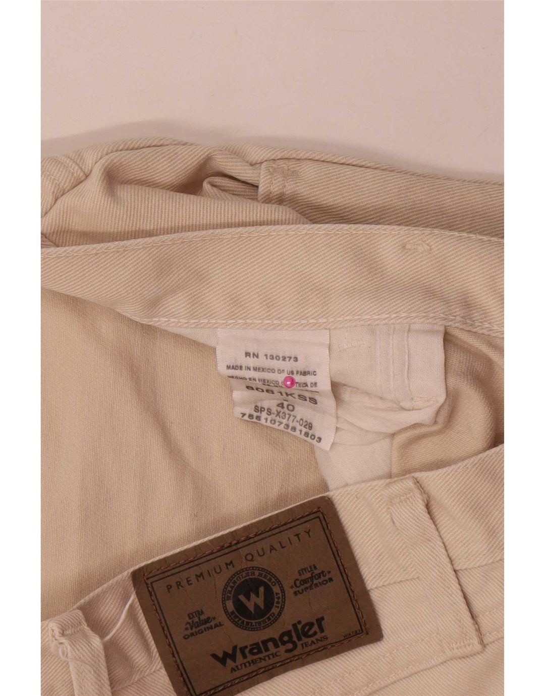 Pantaloncini di jeans da uomo Wrangler W40 XL in cotone beige
