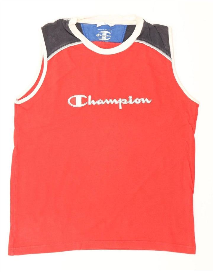 CHAMPION Canottiera grafica da uomo in cotone color block rosso medio
