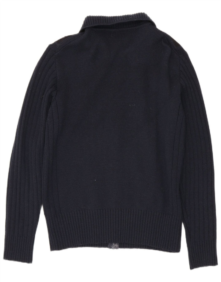Maglione cardigan da uomo Ranger IT 50 Lana vergine color block blu navy medio