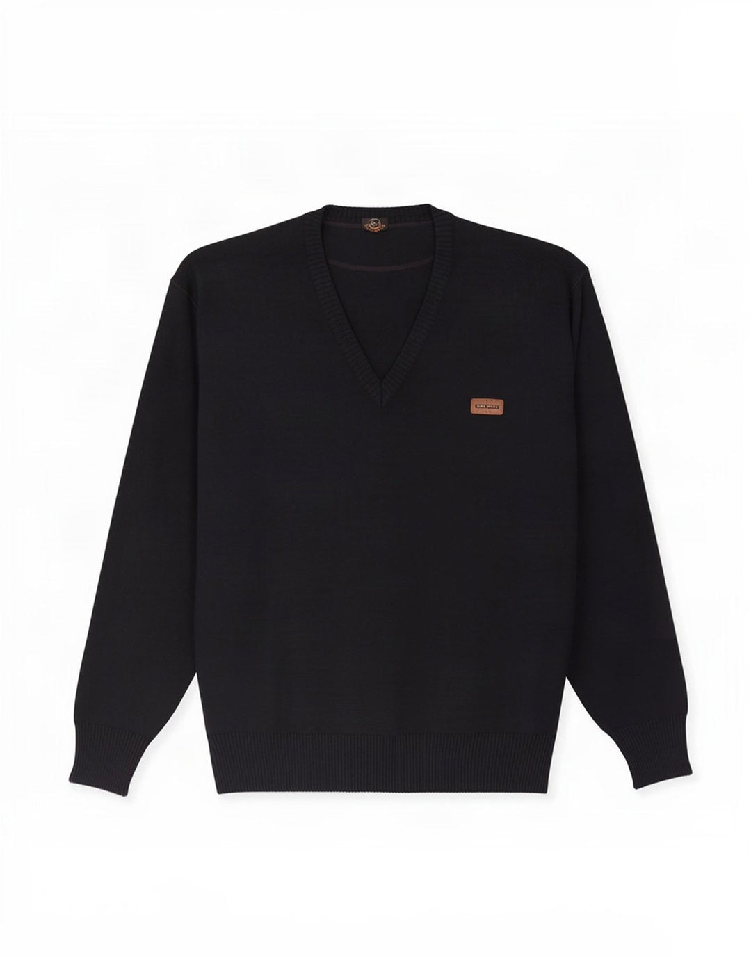 Maglione da uomo con scollo a V blu Drake, grande lana blu scuro