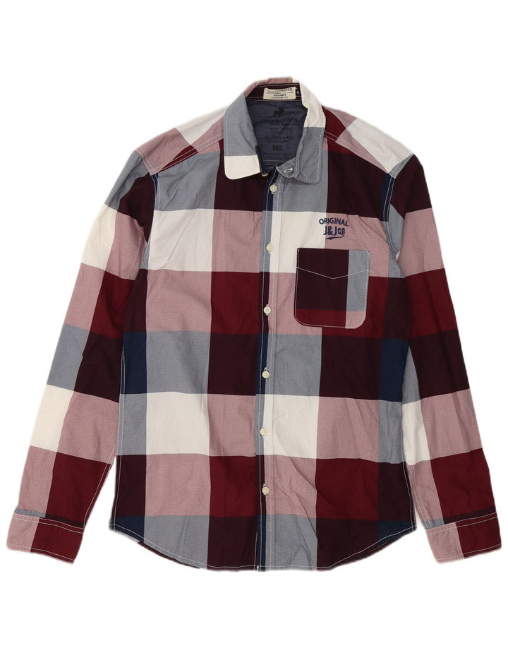 Camicia da uomo Jack & Jones in cotone a quadretti bordeaux medio