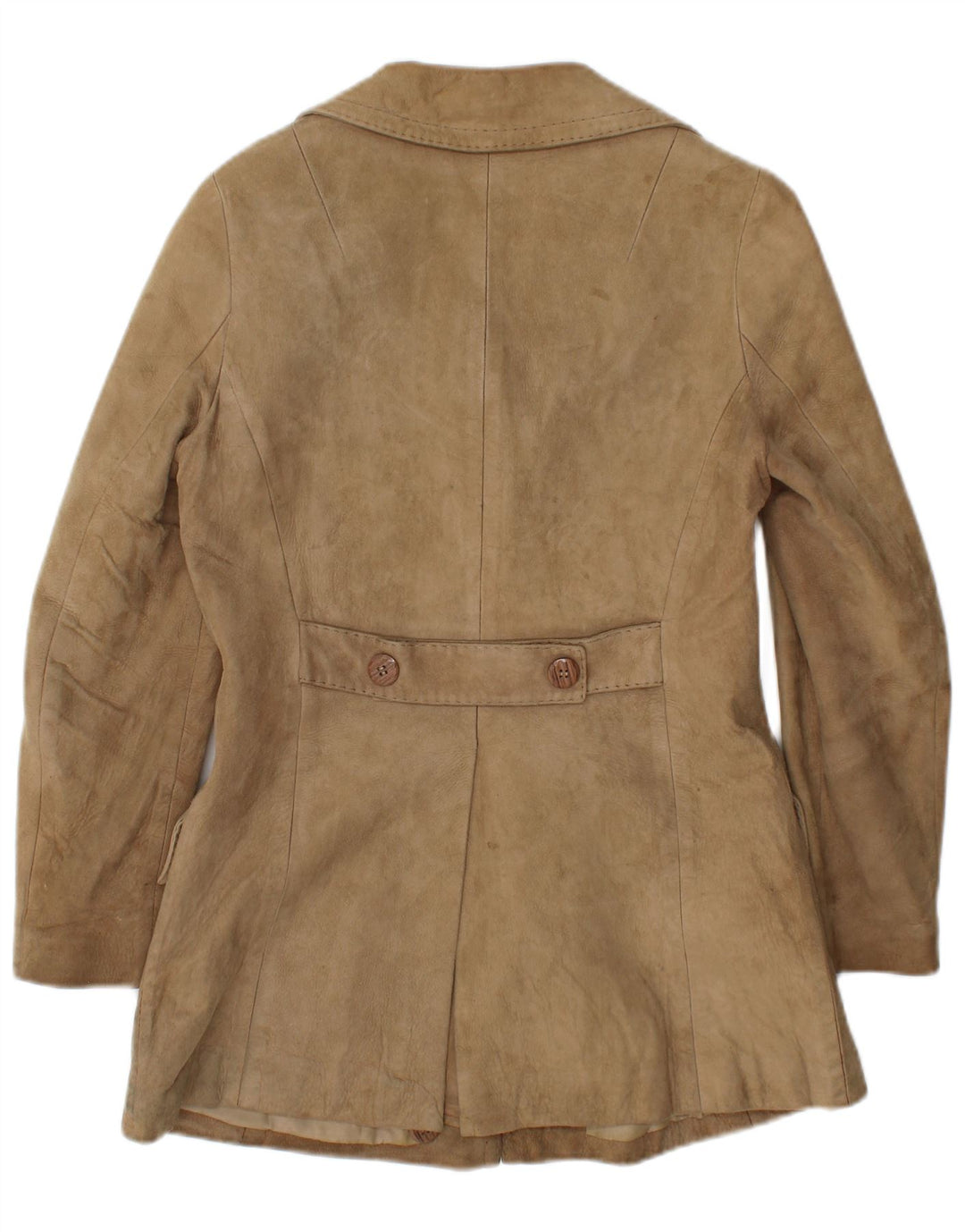 Giacca vintage in pelle scamosciata da donna UK 10 piccola Beige